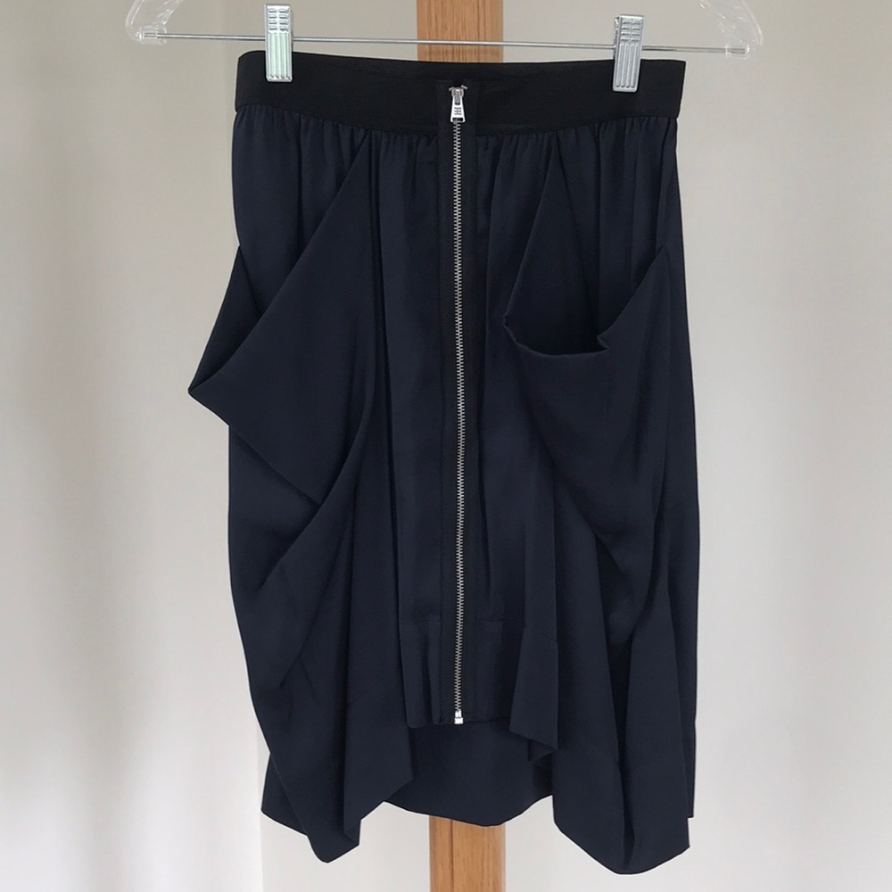BCBGMAXAZRIA Slate-Navy Silky Skirt